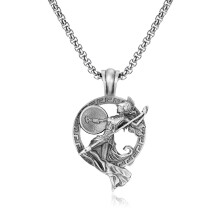 Vintage Spartan Athena Pendant Necklace for Men Hip Hop Titanium Steel Greek Myth Jewelry
