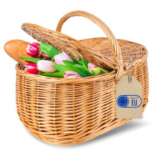 Creative Home Große Picknickkorb Weidenkorb mit Henkel 45 x 30 x 38 cm