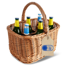 Creative Home Weidenkorb mit Henkel Flaschenkorb 6 Flaschen 40 x 31 x 38 cm