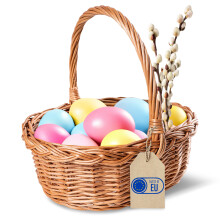 Creative Home Osterkörbchen Picknickkorb Weidenkorb mit Henkel 30x27x24 cm