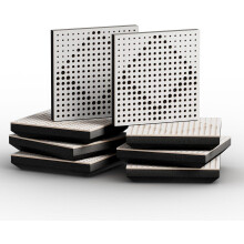 (White) 8 Pack - Small Acoustic Panel | Decorative Sound Absorbing Wall Panel "WILDS-Mini" 25x25x3 cm | Absorption & Diffusion