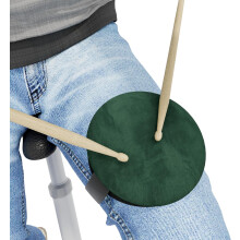 (Green) Knee-Mounted Drum Practice Pad – 13cm Silent Portable Rehearsal Pad with Strap + Sticks