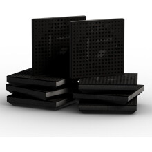 (Black glossy Plastic) 8 Pack - Small Acoustic Panel | Decorative Sound Absorbing Wall Panel "WILDS-Mini" 25x25x3 cm | Absorption & Diffusion