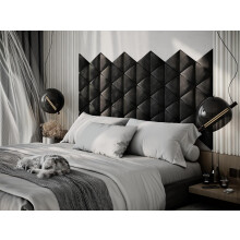(Black) 4 Pack-Triangle (25x25cm) Headboard Wall Panels | Soft Upholstered Velvet Tiles for Bedroom