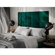(Green) 2 Pack-Rectangle (25x50cm) Headboard Wall Panels | Soft Upholstered Velvet Tiles for Bedroom