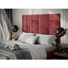 (Rose) 2 Pack-Rectangle (25x50cm) Headboard Wall Panels | Soft Upholstered Velvet Tiles for Bedroom
