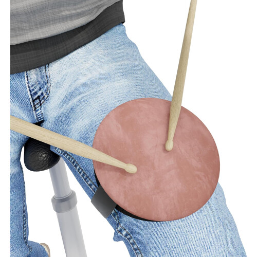 (Rose) Knee-Mounted Drum Practice Pad – 13cm Silent Portable Rehearsal Pad with Strap + Sticks