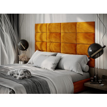 (Yellow) 2 Pack-Rectangle (25x50cm) Headboard Wall Panels | Soft Upholstered Velvet Tiles for Bedroom