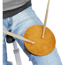 (Yellow) Knee-Mounted Drum Practice Pad – 13cm Silent Portable Rehearsal Pad with Strap + Sticks