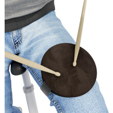 (Brown) Knee-Mounted Drum Practice Pad – 13cm Silent Portable Rehearsal Pad with Strap + Sticks