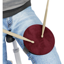 (Burgundy) Knee-Mounted Drum Practice Pad – 13cm Silent Portable Rehearsal Pad with Strap + Sticks
