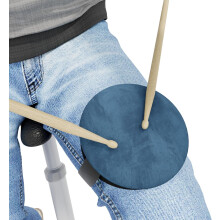 (Blue) Knee-Mounted Drum Practice Pad – 13cm Silent Portable Rehearsal Pad with Strap + Sticks