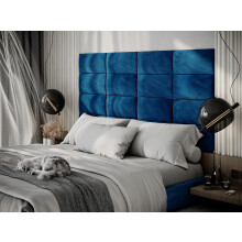 (Blue) 2 Pack-Rectangle (25x50cm) Headboard Wall Panels | Soft Upholstered Velvet Tiles for Bedroom