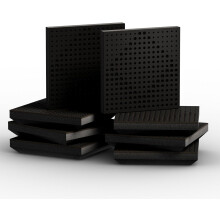 (Black) 8 Pack - Small Acoustic Panel | Decorative Sound Absorbing Wall Panel "WILDS-Mini" 25x25x3 cm | Absorption & Diffusion
