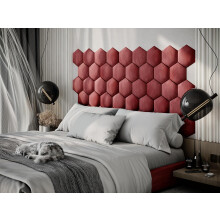 (Rose) 4 Pack-Hexagon (25x25cm) Headboard Wall Panels | Soft Upholstered Velvet Tiles for Bedroom