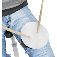 (White) Knee-Mounted Drum Practice Pad – 13cm Silent Portable Rehearsal Pad with Strap + Sticks