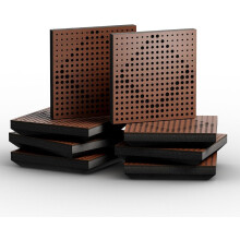 (Nut) 8 Pack - Small Acoustic Panel | Decorative Sound Absorbing Wall Panel "WILDS-Mini" 25x25x3 cm | Absorption & Diffusion