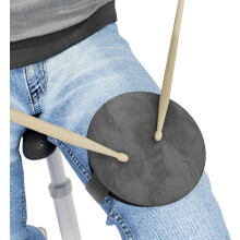 (Gray) Knee-Mounted Drum Practice Pad – 13cm Silent Portable Rehearsal Pad with Strap + Sticks