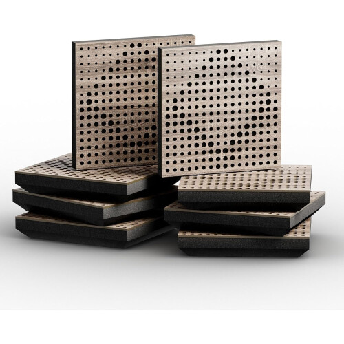 (Sonoma) 8 Pack - Small Acoustic Panel | Decorative Sound Absorbing Wall Panel "WILDS-Mini" 25x25x3 cm | Absorption & Diffusion