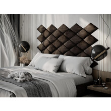 (Brown) 2 Pack-RHOMBUS (25x43cm) Headboard Wall Panels | Soft Upholstered Velvet Tiles for Bedroom