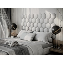 (White) 4 Pack-Hexagon (25x25cm) Headboard Wall Panels | Soft Upholstered Velvet Tiles for Bedroom