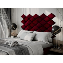 (Burgundy) 2 Pack-RHOMBUS (25x43cm) Headboard Wall Panels | Soft Upholstered Velvet Tiles for Bedroom
