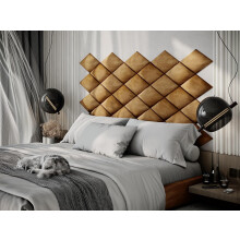 (Gold) 2 Pack-RHOMBUS (25x43cm) Headboard Wall Panels | Soft Upholstered Velvet Tiles for Bedroom