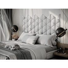 (White) 4 Pack-Triangle (25x25cm) Headboard Wall Panels | Soft Upholstered Velvet Tiles for Bedroom
