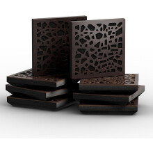 (Wenge) 8 Pack - Small Acoustic Panel | Decorative Sound Absorbing Wall Panel "P32-Mini" 25x25x3 cm | Absorption & Diffusion