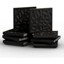 (Black) 8 Pack - Small Acoustic Panel | Decorative Sound Absorbing Wall Panel "SKYROSS-Mini" 25x25x3 cm | Absorption & Diffusion