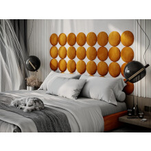 (Yellow) 4 Pack-Round (25x25cm) Headboard Wall Panels | Soft Upholstered Velvet Tiles for Bedroom