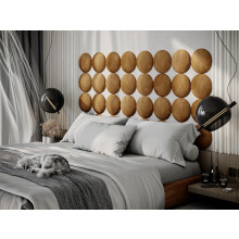 (Gold) 4 Pack-Round (25x25cm) Headboard Wall Panels | Soft Upholstered Velvet Tiles for Bedroom