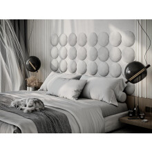 (White) 4 Pack-Round (25x25cm) Headboard Wall Panels | Soft Upholstered Velvet Tiles for Bedroom
