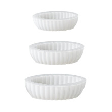 S/M/L Oval Striped Storage Bowl Silicone Mold Versatile Flower Pot Storage Box Ornament Resin Concrete Mold