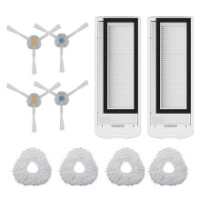 Kit de Rechange pour Aspirateur pour T10 Comprenant 4 Brosses Latérales, 2 Filtres HEPA et 4 Lingettes de Nettoyage Réutilisables