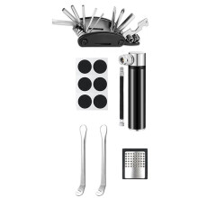 Bicycle Repair Kit with Saddle Bag,Multitool, and Air Pump for Emergencies