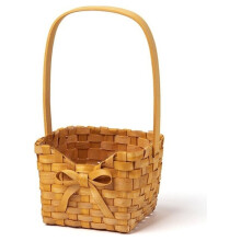 Geflochtener Blumenkorb mit und Schleifenverzierung - Picknickkorb, Rustikaler Korb für Blumenmädchen bei Hochzeiten, Aufbewahrungskorb für