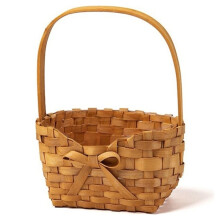 Woven Flower Basket with Handle and Bows Decor - Picnic Basket, Rustic Wedding Flower Girl Basket, Home Storage Basket L