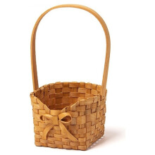 Woven Flower Basket with Handle and Bows Decor - Picnic Basket, Rustic Wedding Flower Girl Basket, Home Storage Basket M