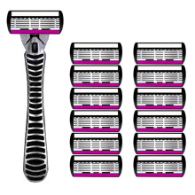 High Quality Safety Shaver Blade 6 Layer German Metal Shaving Cartridges Compatible Mach Shaver 1+12