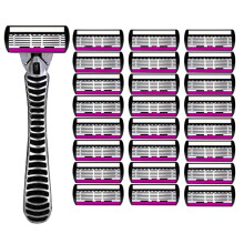 High Quality  Safety Shaver Blade 6 Layer German Metal Shaving Cartridges Compatible Mach Shaver 1+24