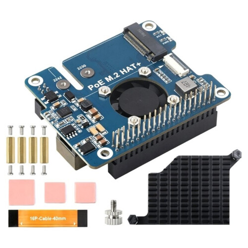 PCIe Till M.2-Adapter med PoE-Funktion för Raspberry Pi 5, Stöder NVMe-Protokoll M.2 SSD-Disk