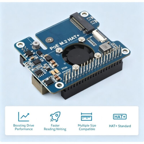 PCIe Till M.2-Adapter med PoE-Funktion för Raspberry Pi 5, Stöder NVMe-Protokoll M.2 SSD-Disk 1