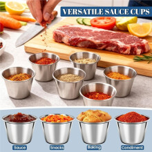 18 Pack 2.5 Oz Dipping Sauce Cups, Stainless Steel Ramekins,Metal Condiment Cups for Portion Control, Meal Prep, Sauces