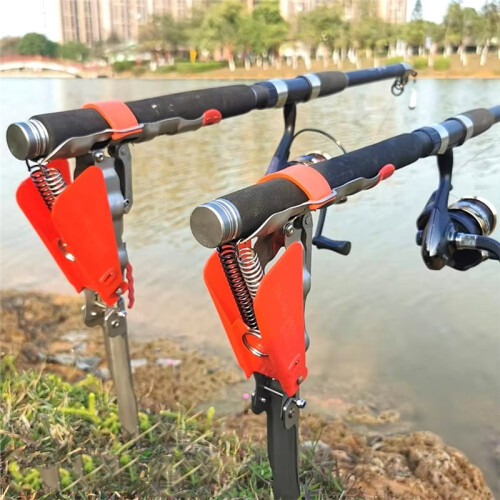 Automatic Spring Fishing Rod Holder with Adjust Sensitivity Stainless Steel Base for Effortless Hookset , Ground Support 2