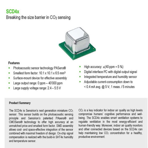 Módulo Sensor de Gás SCD40 SCD41, Dióxido de Carbono, Temperatura e Umidade, I2C, Design de Alta Confiabilidade 2