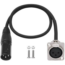 3Pin XLR Pass Through Cable Male to Female Floor Box Cable 0.6m/2 Feet with Mounting Screws for Stage Box Patch Panel
