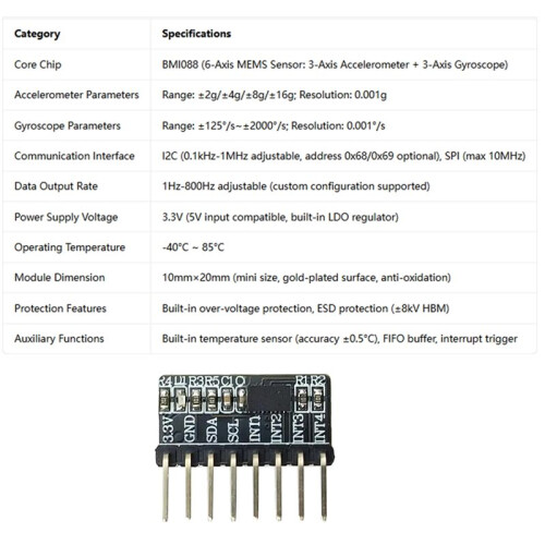 BMI088 6-Axis Motion Sensor I2C Communication for STM32  ESP32 Raspberry Pi, Unmanned Aerial Vehicle Flight DIY 2
