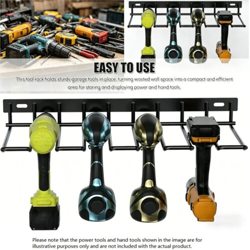 Wall Mounted Power Tool Holder - Heavy Duty Metal Drill Storage Organizer Rack for Garage Workshop 2
