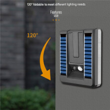 Solar Outdoor Light, Foldable Motion Sensor, Adjustable Angle,120 Wide Angle, for Patio, Yard, Garden
